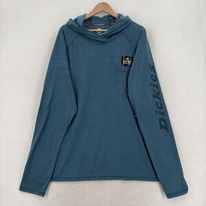 Dickies Temp iQ Hoodie Shirt Mens 2XL Blue Long Sleeve UV 40+ Sun Protection NWT